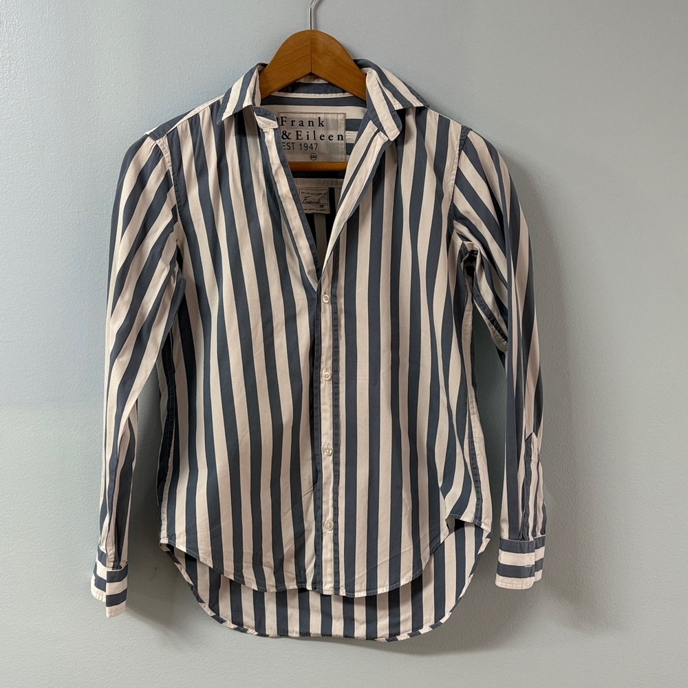 Frank & Eileen Navy and White Striped Shirt
